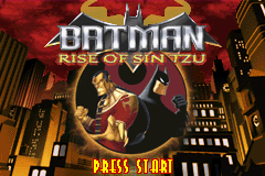 Batman Rise of Sin Tzu title screen for GameBoy Advance